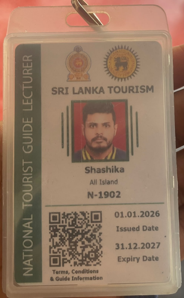 Sri Lanka Tourism National Tourist Guide Lecturer License - J.A Shashika Nuwan Parinda